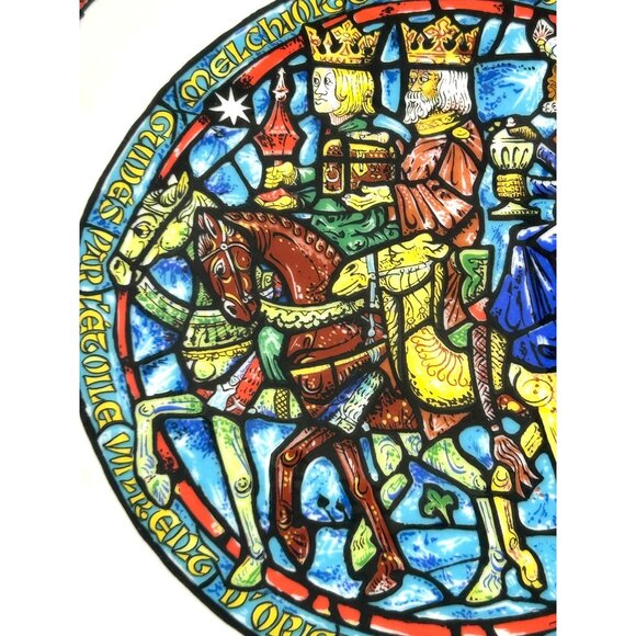 D’Arceau Limoges Christmas Plate Three Kings Stained Glass 8.5” 1981 Porcelain - Picture 4 of 14